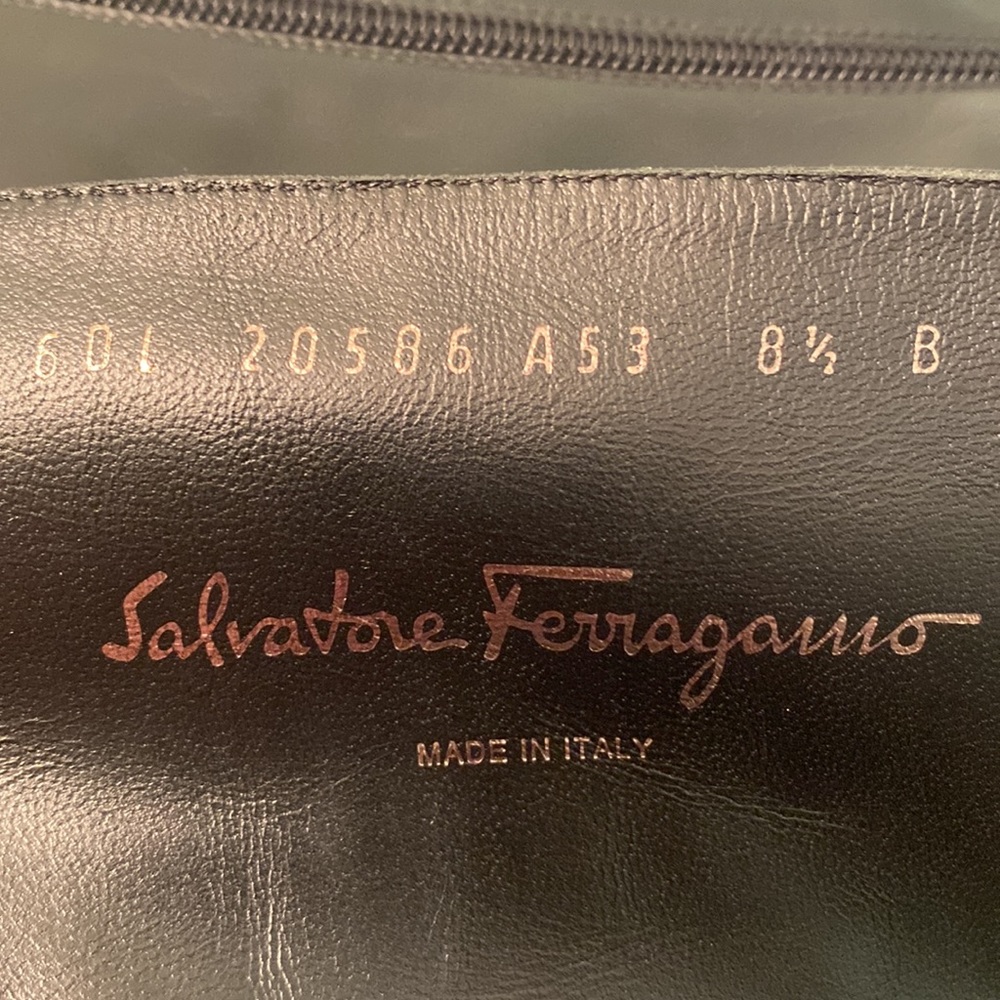Salvatore Ferragamo Black Leather Mid-Calf Heeled Boots 8.5 - Picture 11 of 16